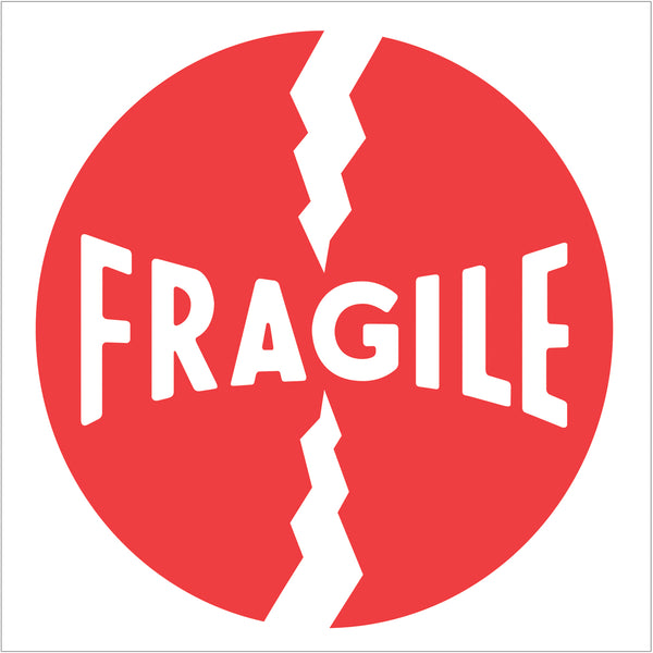 4 x 4" - "Fragile" Labels 500/Roll