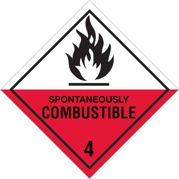 4 x 4" - "Spontaneously Combustible - 4" Labels 500/Roll