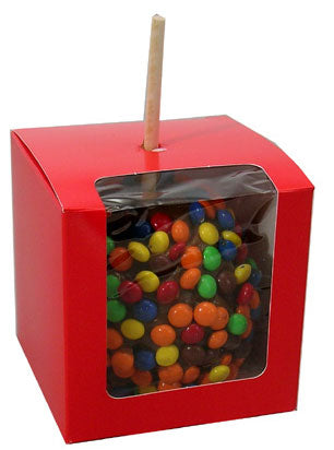 4 x 4 x 4 Cube Red Candy Apple Box with Window 250/Case