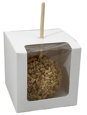 4 x 4 x 4 Cube White Candy Apple Box with Window 250/Case