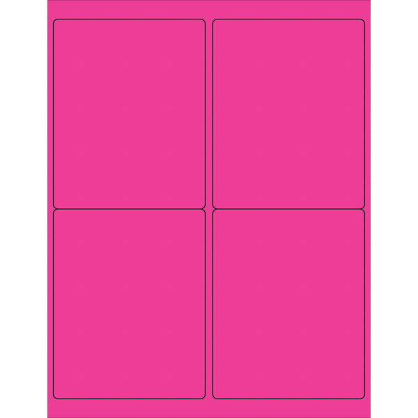 4 x 5" Fluorescent Pink Rectangle Laser Labels 400/Case