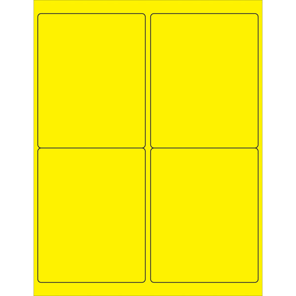 4 x 5" Fluorescent Yellow Rectangle Laser Labels 400/Case