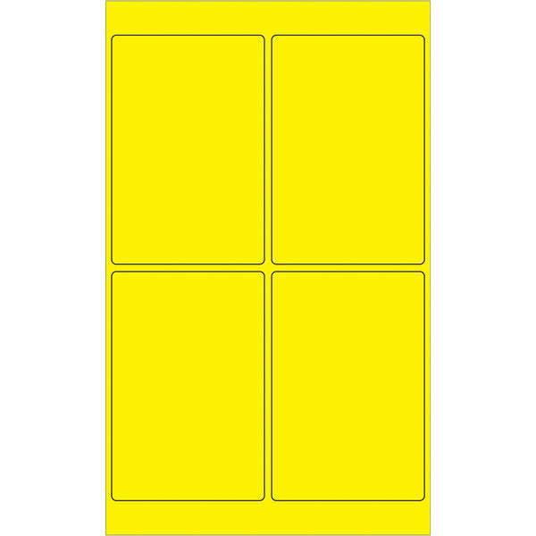 4 x 6" Fluorescent Yellow Rectangle Laser Labels 400/Case