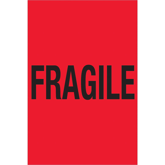 4 x 6" - "Fragile" (Fluorescent Red) Labels 500/Roll