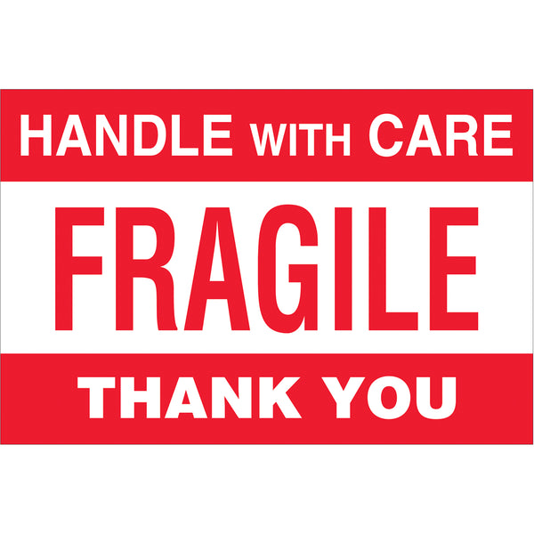 4 x 6" - "Fragile - Handle With Care" Labels 500/Roll