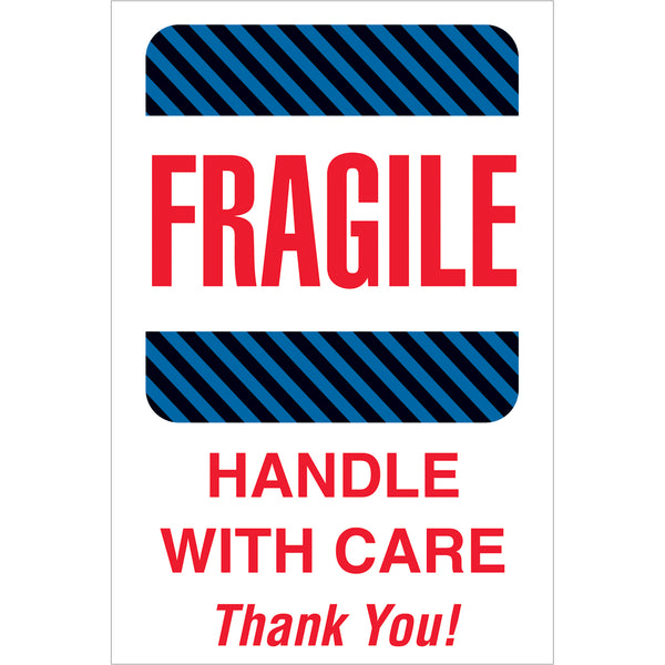 4 x 6" - "Fragile - Handle With Care" Labels 500/Roll