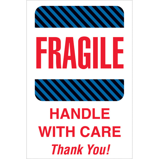4 x 6" - "Fragile - Handle With Care" Labels 500/Roll