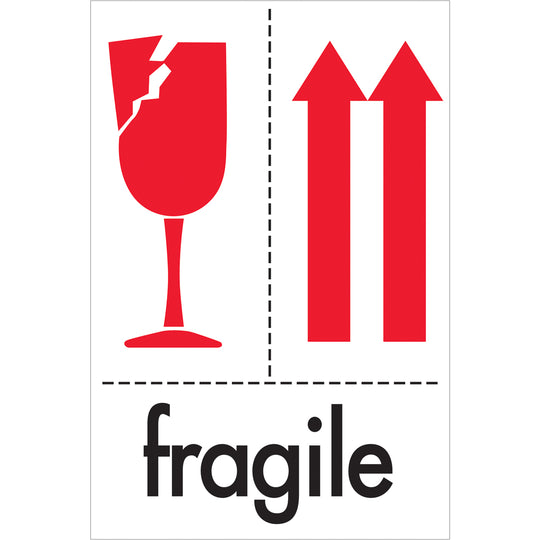 4 x 6" - "Fragile" Labels 500/Roll