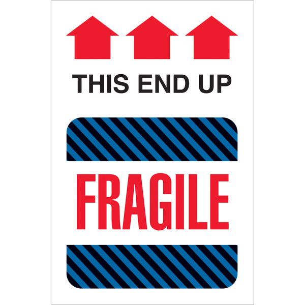 4 x 6" - "This End Up - Fragile" Labels 500/Roll