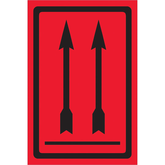 4 x 6" - Two Up Arrows Over Bar (Fluorescent Red) Labels 500/Roll