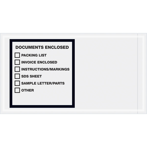 5 1/2 x 10 Documents Enclosed Transportation Envelopes 1000/Case