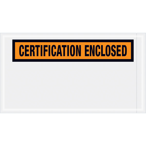 5 1/2 x 10 Orange Certification Enclosed Envelopes 1000/Case