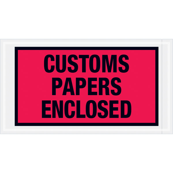 5 1/2 x 10 Red Customs Papers Enclosed Envelopes 1000/Case