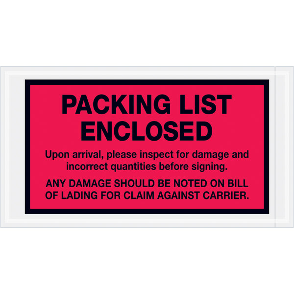 5 1/2 x 10 Red Packing List Enclosed Envelopes 1000/Case