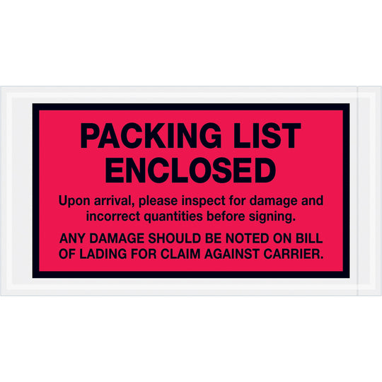 5 1/2 x 10 Red Packing List Enclosed Envelopes 1000/Case