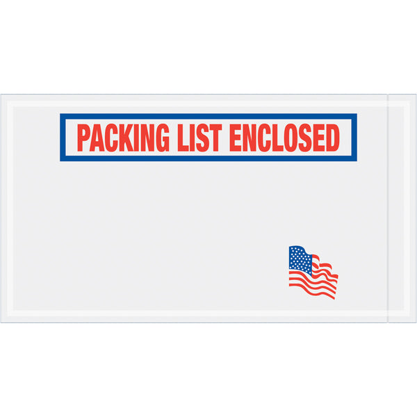 5 1/2 x 10 U.S.A. Flag Packing List Enclosed Envelopes 1000/Case