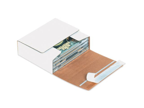 5 3/4 x 5 1/16 x 1 3/4 White Self-Seal Corrugated Box (fits 1-4 CD Jewel Cases) 200/Case