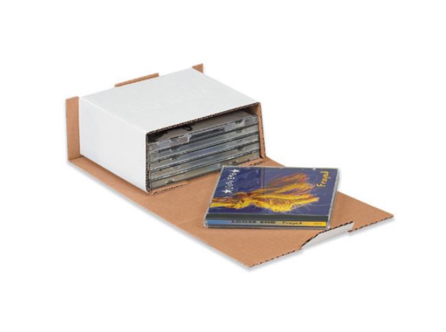 5 5/8 x 5 x 2 9/16 White Corrugated Boxes (fits 6 CD Jewel Cases) 50/Case