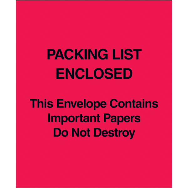 5 x 6 Red (Paper Face) Packing List Enclosed This Envelope Contains… 1000/Case