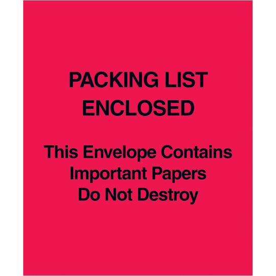 5 x 6 Red (Paper Face) Packing List Enclosed This Envelope Contains… 1000/Case