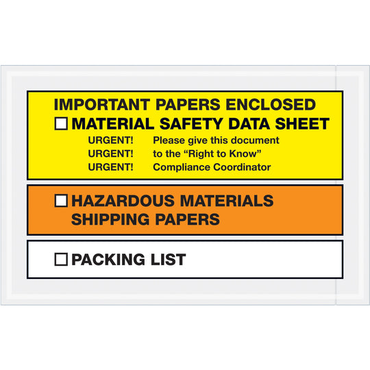 6 1/2 x 10 Important Paper Enclosed MSDS Envelopes 1000/Case