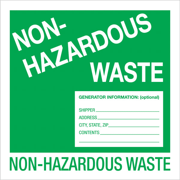 6 x 6" - "Non-Hazardous Waste" Labels 500/Roll