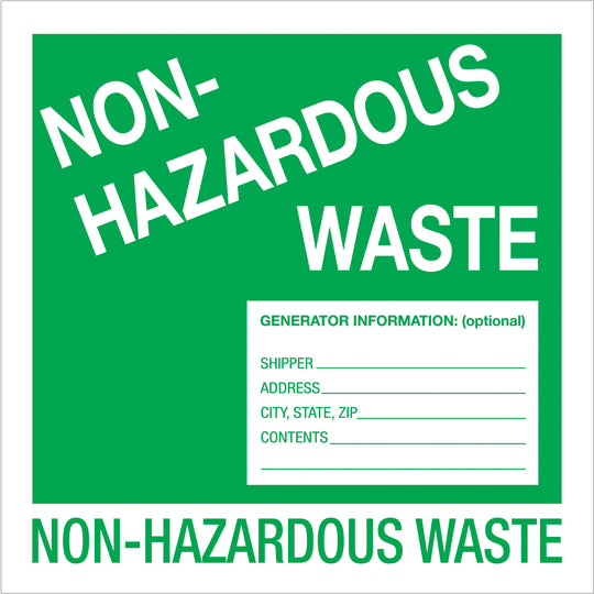 6 x 6" - "Non-Hazardous Waste" Labels 500/Roll