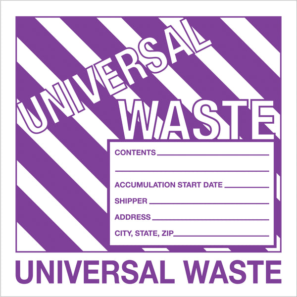6 x 6" - "Universal Waste" Labels 500/Roll