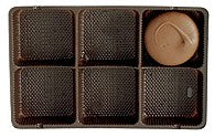 6-15/16 x 4-3/8 x 7/8 (1/2 lb.) Rectangular Candy Tray Brown 6 Cavities 500/Case