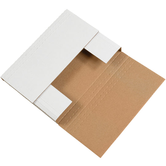7 1/2 x 5 1/2 x 2 White Easy-Fold Mailers 50/Bundle