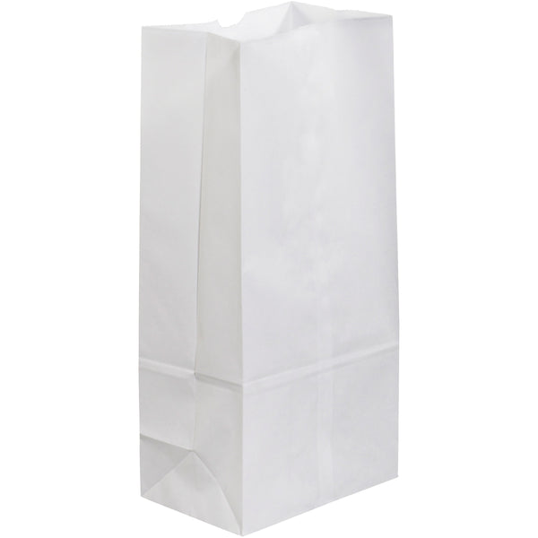 7 3/4 x 4 3/4 x 16 White Paper Grocery Bags 500/Case