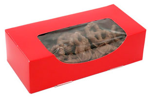 7 x 3-3/8 x 2 (1 lb.) Red Edge-Window Candy Box 250/Case