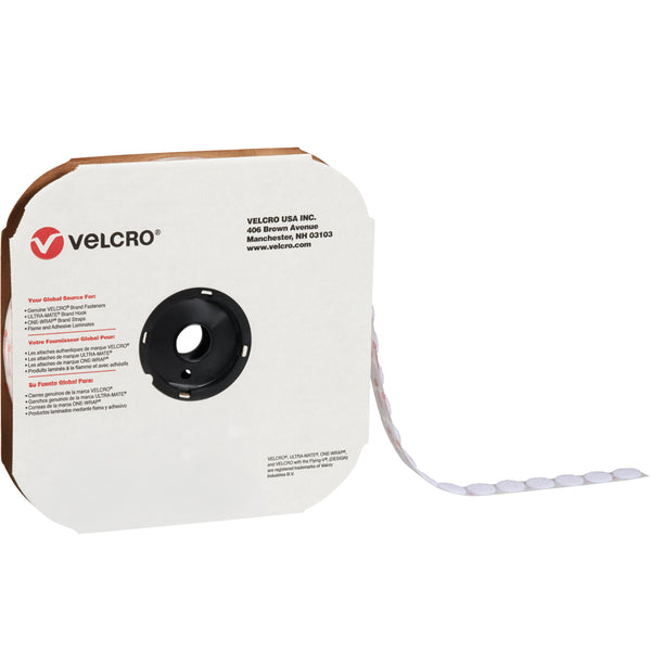 1 3/8" - Hook - White VELCRO Brand Tape - Individual Dots 600/Case