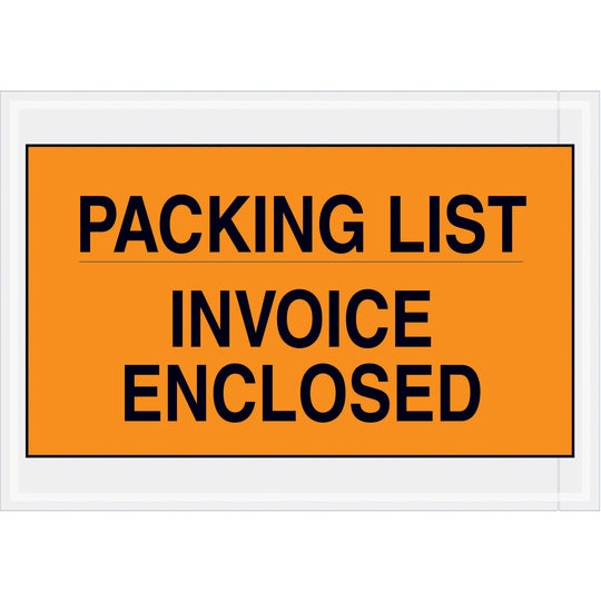 7 x 10 Packing List or Invoice Enclosed Envelopes - ORANGE 1000/Case