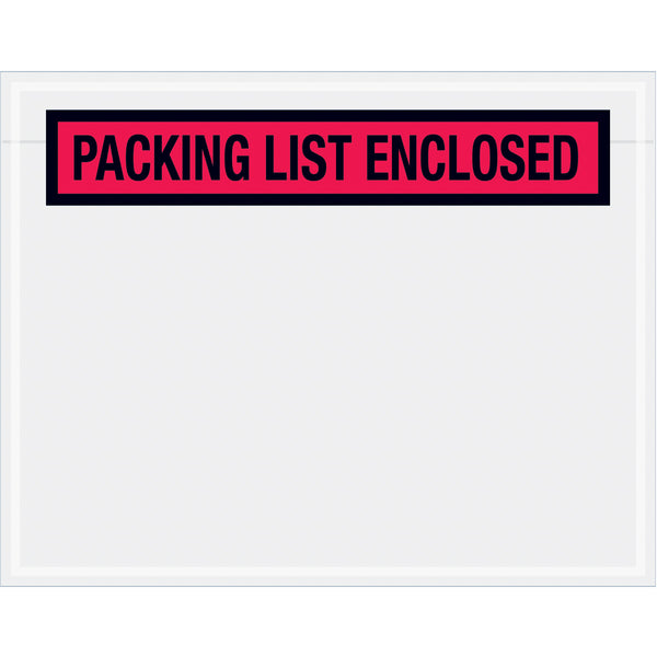 7 x 5-1/2 Packing List Enclosed Envelopes (Panel Face) - RED 1000/Case