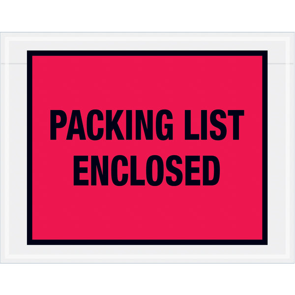 7 x 5-1/2 Packing List Envelopes (Full Face) - RED 1000/Case