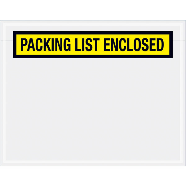 7 x 5-1/2 Packing List Enclosed Envelopes (Panel Face) - YELLOW 1000/Case