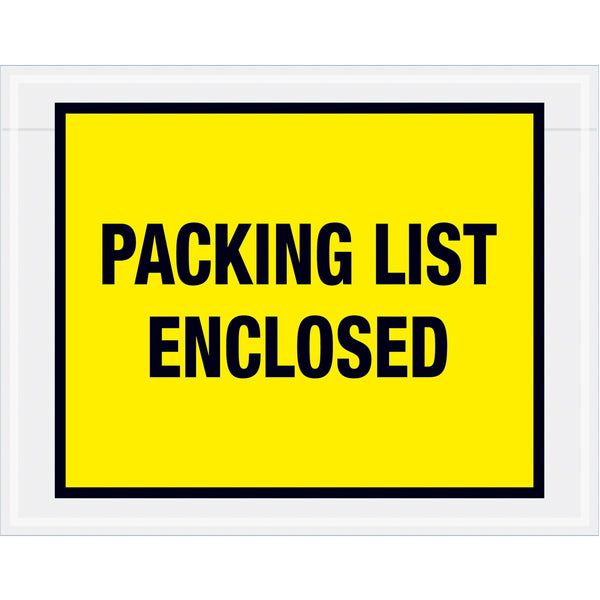 7 x 5-1/2 Packing List Envelopes (Full Face) - YELLOW 1000/Case