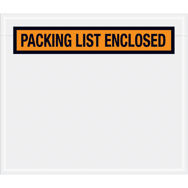 7 x 6 Packing List Enclosed Envelopes (Panel Face) - ORANGE 1000/Case