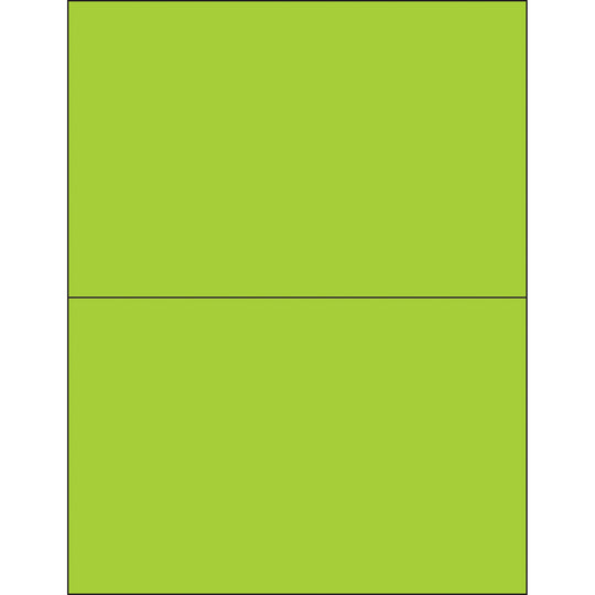 8 1/2 x 5 1/2" Fluorescent Green Removable Rectangle Laser Labels 200/Case