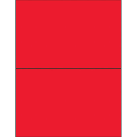 8 1/2 x 5 1/2" Fluorescent Red Removable Rectangle Laser Labels 200/Case