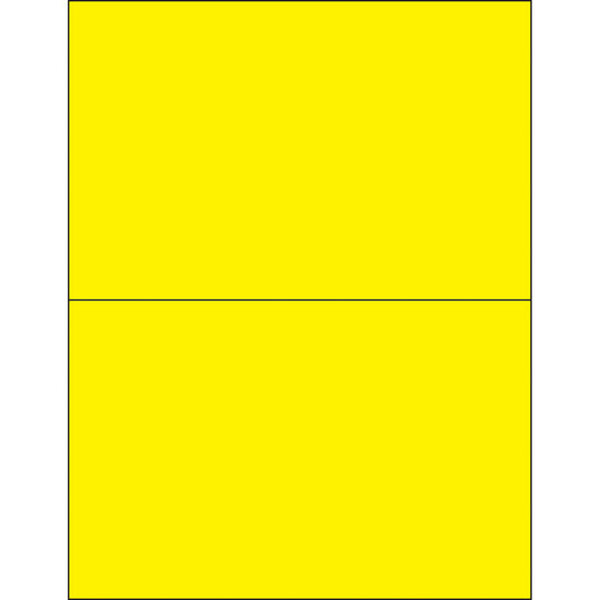 8 1/2 x 5 1/2" Fluorescent Yellow Removable Rectangle Laser Labels 200/Case
