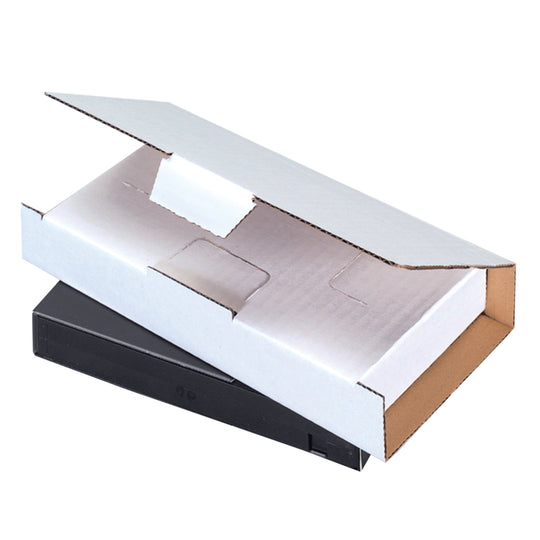 8 1/4 x 4 3/8 x 1 3/16 White Corrugated VHS Shipping Box 50/Case
