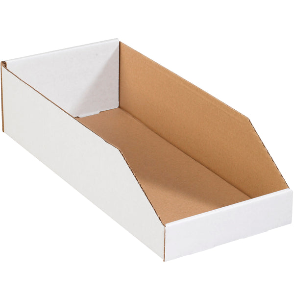 8 x 18 x 4 1/2 Open-Top White Corrugated Bin Box 50/Bundle