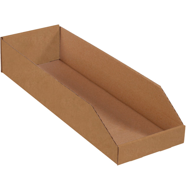 8 x 24 x 4 1/2 Kraft Open-Top Corrugated Bin Box 50/Bundle