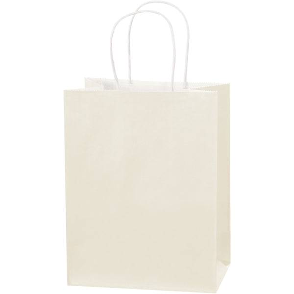 8 x 4 1/2 x 10 1/4 French Vanilla Tinted Shopping Bags 250/Case