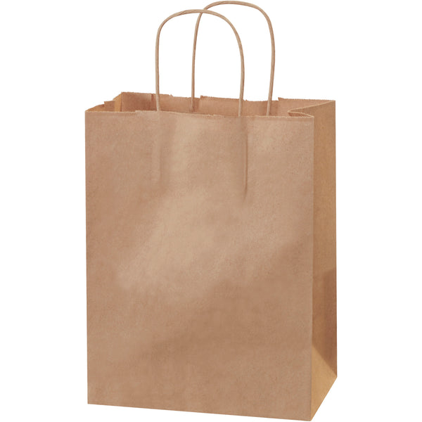 8 x 4 3/4 x 10 1/2 Kraft Shopping Bags w/ Handles 250/Case