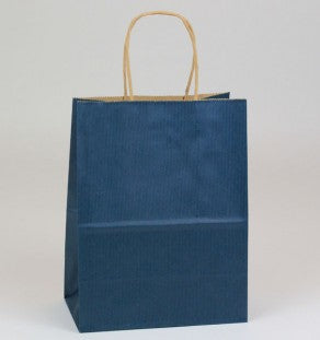 8 x 4 3/4 x 10 1/2 Navy Blue Shopping Bags w/ Handles 250/Case