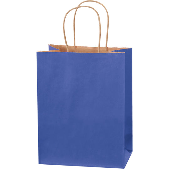 8 x 4 3/4 x 10 1/2 Parade Blue Shopping Bags w/ Handles 250/Case