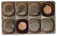 6-15/16 x 4-3/8 x 7/8 (1/2 lb.) Rectangular Candy Tray Brown 8 Cavities 500/Case
